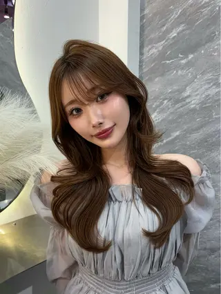 ロング カラー パーマ ヘアアレンジ 🤍韓国風レイヤー/ 艶髪🤍鳥越美羽のヘアスタイル