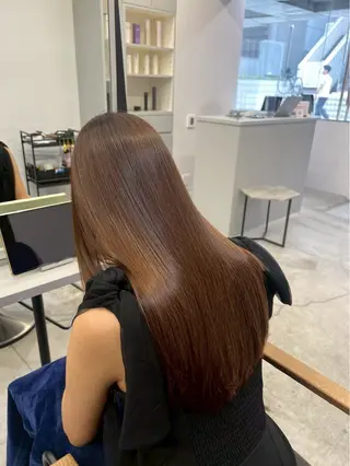 ロング パーマ 🍒モテ暖色カラー × うる艶✧ ゆなのヘアスタイル