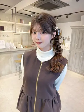 セミロング カラー ヘアアレンジ 🫧札幌ブリーチなし 透明感カラーゆん🫧のヘアスタイル