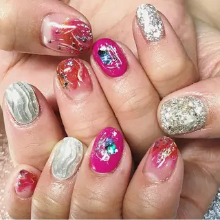 ネイル 渋谷／チップ長さ出し 👑アプレgel-xのネイルデザイン