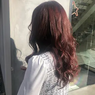 ロング カラー ヘアアレンジ なつき/艶ピンク/ girly hairのヘアスタイル