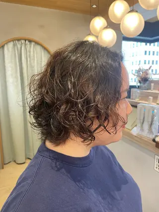 ショート パーマ オリーブベージュ/ボ ブ縮毛矯正たまき🧡のヘアスタイル