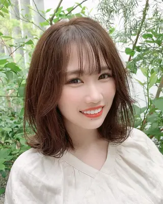 ミディアム カラー 透明感カラー✂︎ /縮毛矯正/YUKAのヘアスタイル