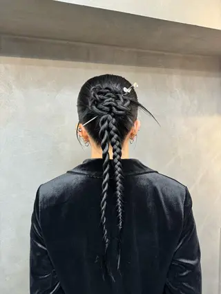ロング ヘアアレンジ エクステ/コーンロウ KURUMI⛓️🔥のヘアスタイル