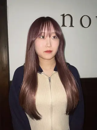 ロング ブリーチ🌟レイヤー 縮毛矯正/青木華音のヘアスタイル