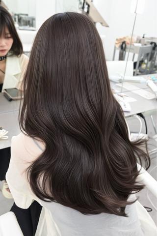 セミロング カラー 透明感カラー🩶 ×小顔カット難波のヘアスタイル
