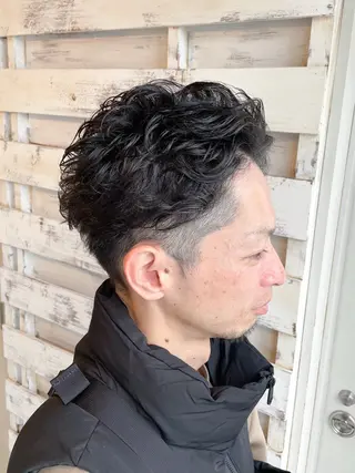 ショート パーマ メンズ 透明感カラー/艶感/ メンズパーマ/福島のヘアスタイル