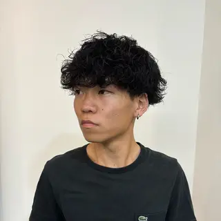 メンズ スパイキーパーマ 柏NO1 藤本葉のヘアスタイル