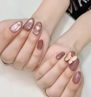ネイル I-nailロング /ワンホン/キラキラのネイルデザイン
