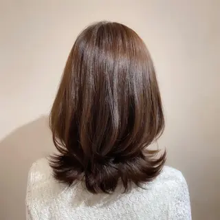 ミディアム カラー 顔まわりカット🌟 くびれヘア/寺門遥輝のヘアスタイル