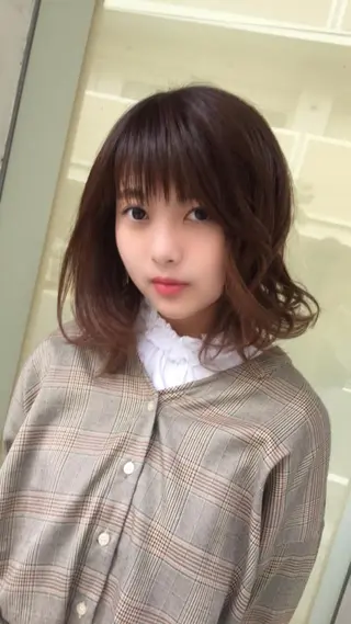 ミディアム カラー パーマ ヘアアレンジ 美艶ボブ イシイのヘアスタイル