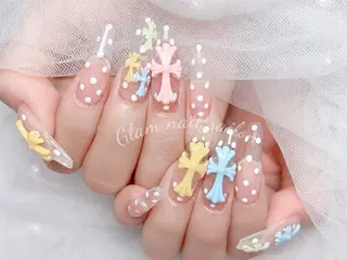 ネイル エツメ💅 長さ出し🎀デザインのネイルデザイン