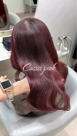 セミロング カラー Rio🎀ブリーチ なし透明感♡顔周り♡のヘアスタイル