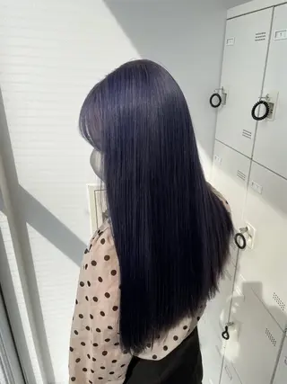 ロング カラー ラベンダー💜 グレージュ🩶のヘアスタイル