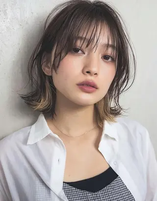 ミディアム カラー デザインカラー✨ 透明感カラー菊地真保のヘアスタイル