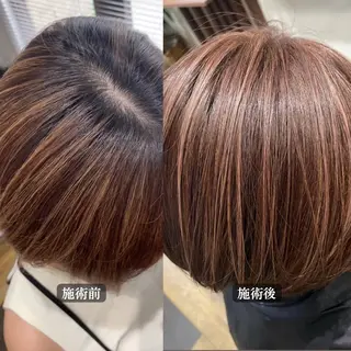 ショート カラー 白髪ぼかし ハイライト専門/大嶋のヘアスタイル