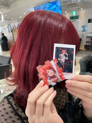 ロング カラー インナーカラー 推し ブリーチ 髪質改善のヘアスタイル