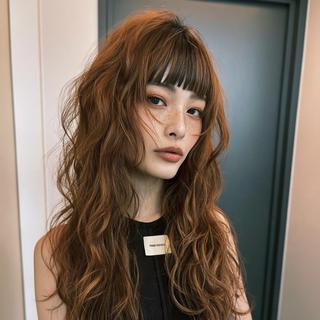 セミロング パーマ ハイトーン/表参道 ミウのヘアスタイル