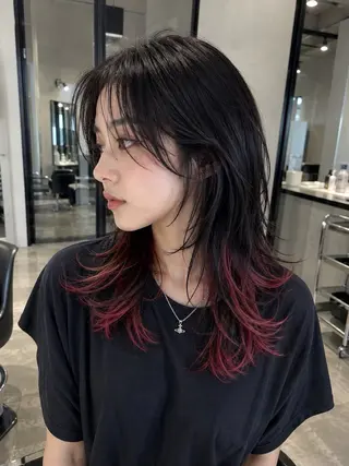 セミロング カラー 韓国×艶ハイトーンが かわいい✨️リオ🍒のヘアスタイル