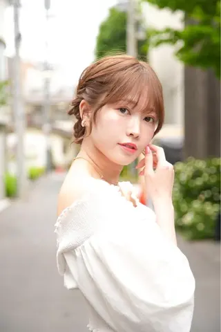 ミディアム カラー パーマ ヘアアレンジ 🫧艶髪矯正🫧/ ハイトーン✨/矢澤のヘアスタイル