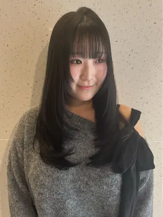 ロング カラー ニュアンスパーマ/ レイヤー/茶屋町のヘアスタイル