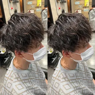 パーマ メンズ センターパート ／植田のヘアスタイル