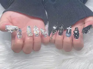 ロング カラー 波 なみのネイルデザイン