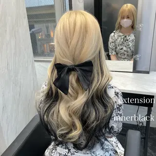 ロング カラー エクステ🩵ブリーチ 韓国ヘア🩵KAEのヘアスタイル