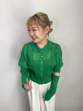 ミディアム カラー ヘアアレンジ レイヤーカット×髪質 改善🇰🇷シオリのヘアスタイル
