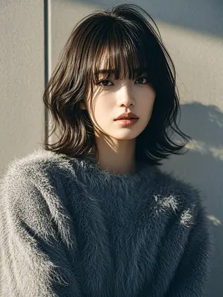 ミディアム ウルフカット 811 大阪梅田 ウルフのヘアスタイル