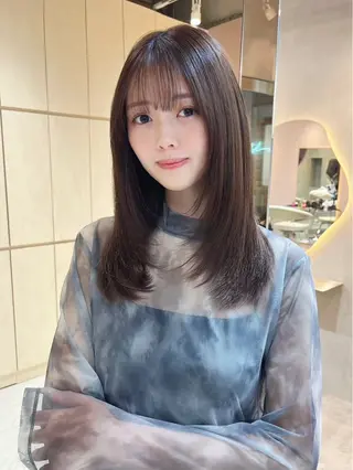 セミロング カラー 大宮縮毛矯正🩵 レイヤー 佐藤和のヘアスタイル