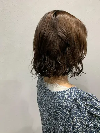 ミディアム パーマ ボブパーマコテ巻き風 パーマNo1深江秀平のヘアスタイル