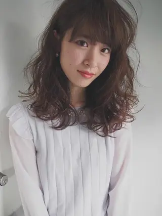 セミロング カラー パーマ 上條 航平のヘアスタイル