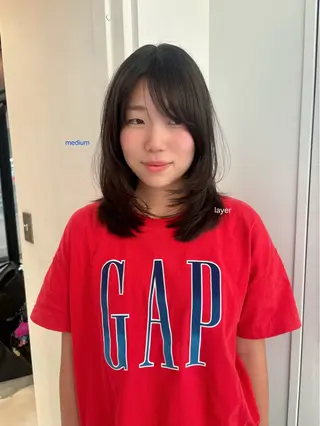 ミディアム rizu🤎/ ボブ /ブラウンカラーのヘアスタイル