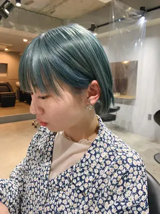 ショート カラー ヘアアレンジ ボブパーマコテ巻き風 パーマNo1深江秀平のヘアスタイル