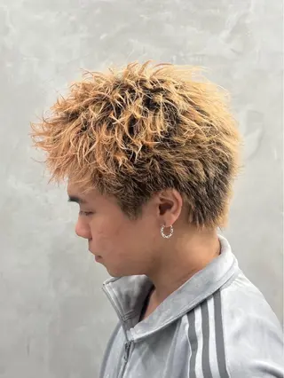 ショート カラー パーマ メンズ特化/ツイスパ /波巻き/松本真生のヘアスタイル