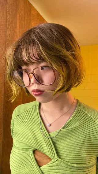 ショート カラー パーマ ヘアアレンジ レイヤーカット パーマ/髪質改善のヘアスタイル