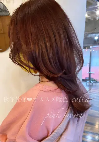 セミロング カラー レイヤー/顔周り 田山 穂波のヘアスタイル