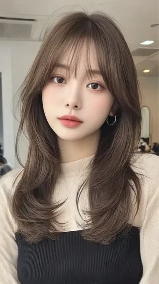 セミロング カラー 韓国×艶ハイトーンが かわいい✨️リオ🍒のヘアスタイル