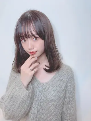 セミロング カラー パーマ ヘアアレンジ 【公式】amble luxe池袋東口🩷のヘアスタイル