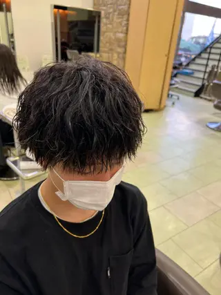 パーマ メンズ 波巻き/シャドウ/ レイヤー/ボブ航太のヘアスタイル