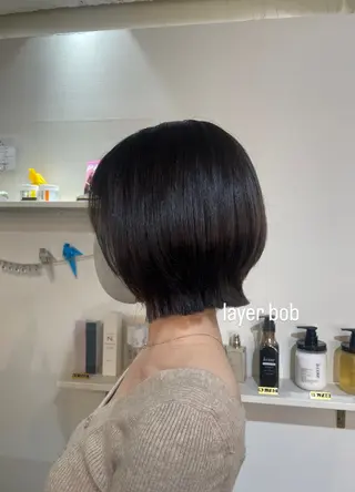 ショート カラー 顔周りレイヤー☆ スパ☆石上遥楓のヘアスタイル