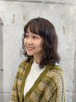 ミディアム カラー パーマ 大石 沙季のヘアスタイル