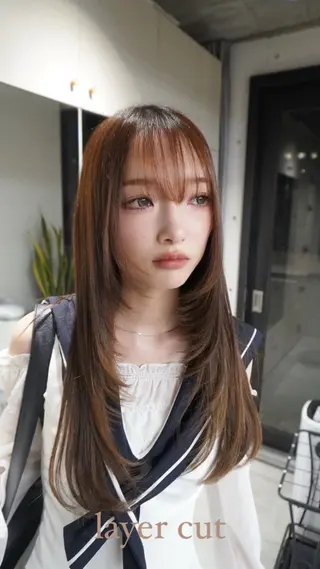 ロング 似合わせレイヤー ‪ෆ‪.*艶髪補修のヘアスタイル