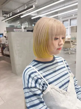 ミディアム カラー ケアブリーチ 坪井佑樹のヘアスタイル