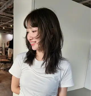 セミロング カラー ヘアアレンジ 🎀suzuna 透明感colorのヘアスタイル