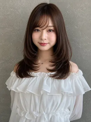 ミディアム 🦋韓国風レイヤー/ 艶髪矯正🦋凛太郎のヘアスタイル