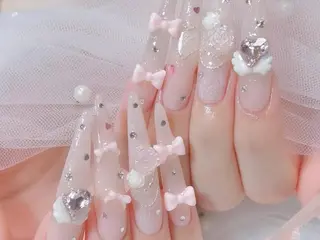カラー ロング 波 なみのネイルデザイン