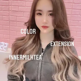ロング カラー エクステ🩵ブリーチ 韓国ヘア🩵KAEのヘアスタイル