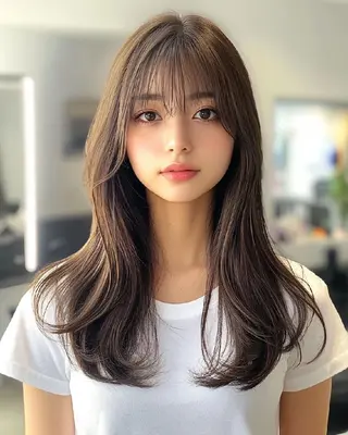 セミロング カラー Luisハイライト　 喜連瓜破、髪質改善のヘアスタイル